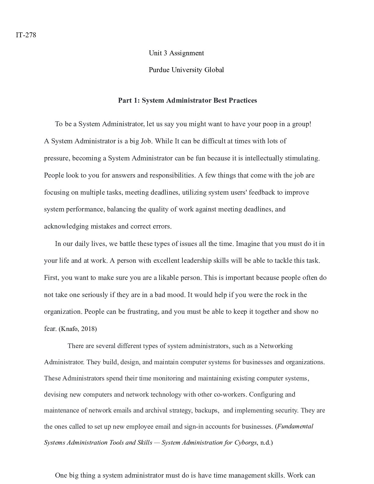 Preview image for IT278 Unit 3 Assignment.docx  IT-278   Unit 3 Assignment Purdue University Global  Part 1: